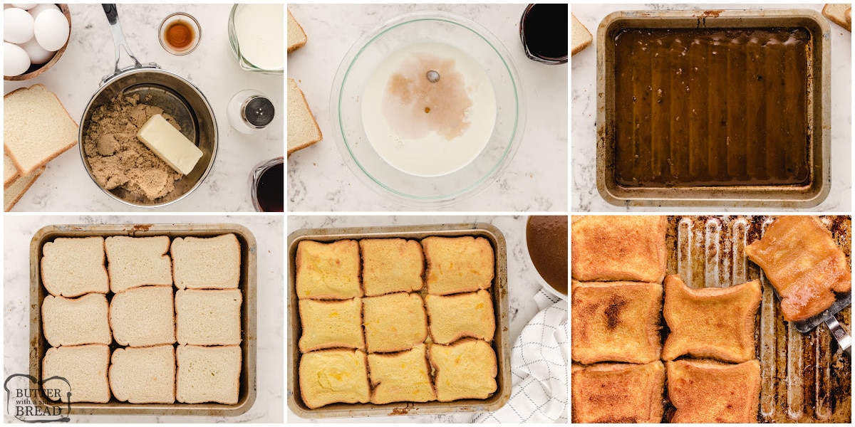 Step by step instructions on how to make Creme Brulee French Toast.