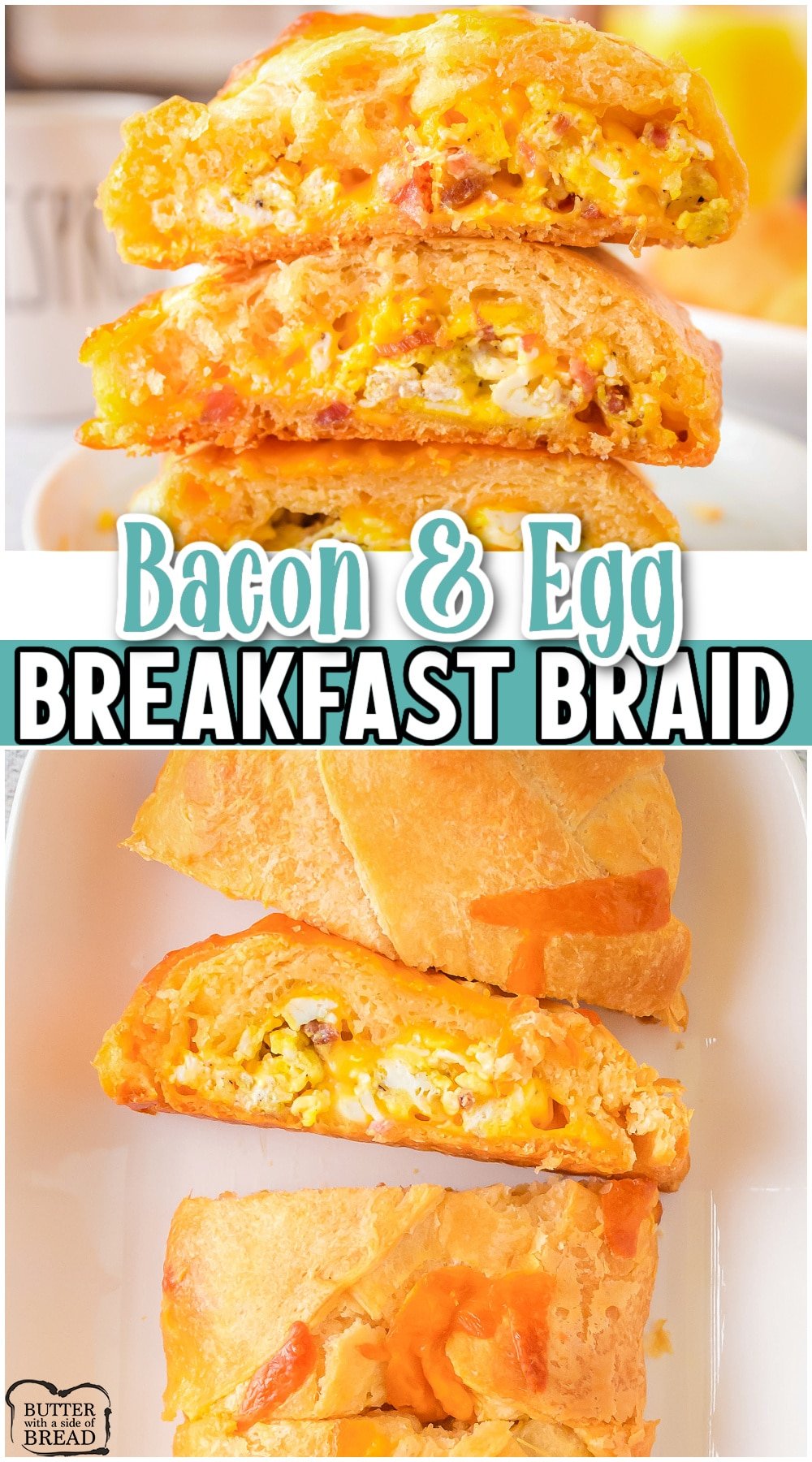 Our bacon and egg breakfast braid looks impressive, tastes incredible & takes only a handful of ingredients to make! Crescent dough combines with eggs, bacon & cheese for a delicious hot breakfast everyone loves. 