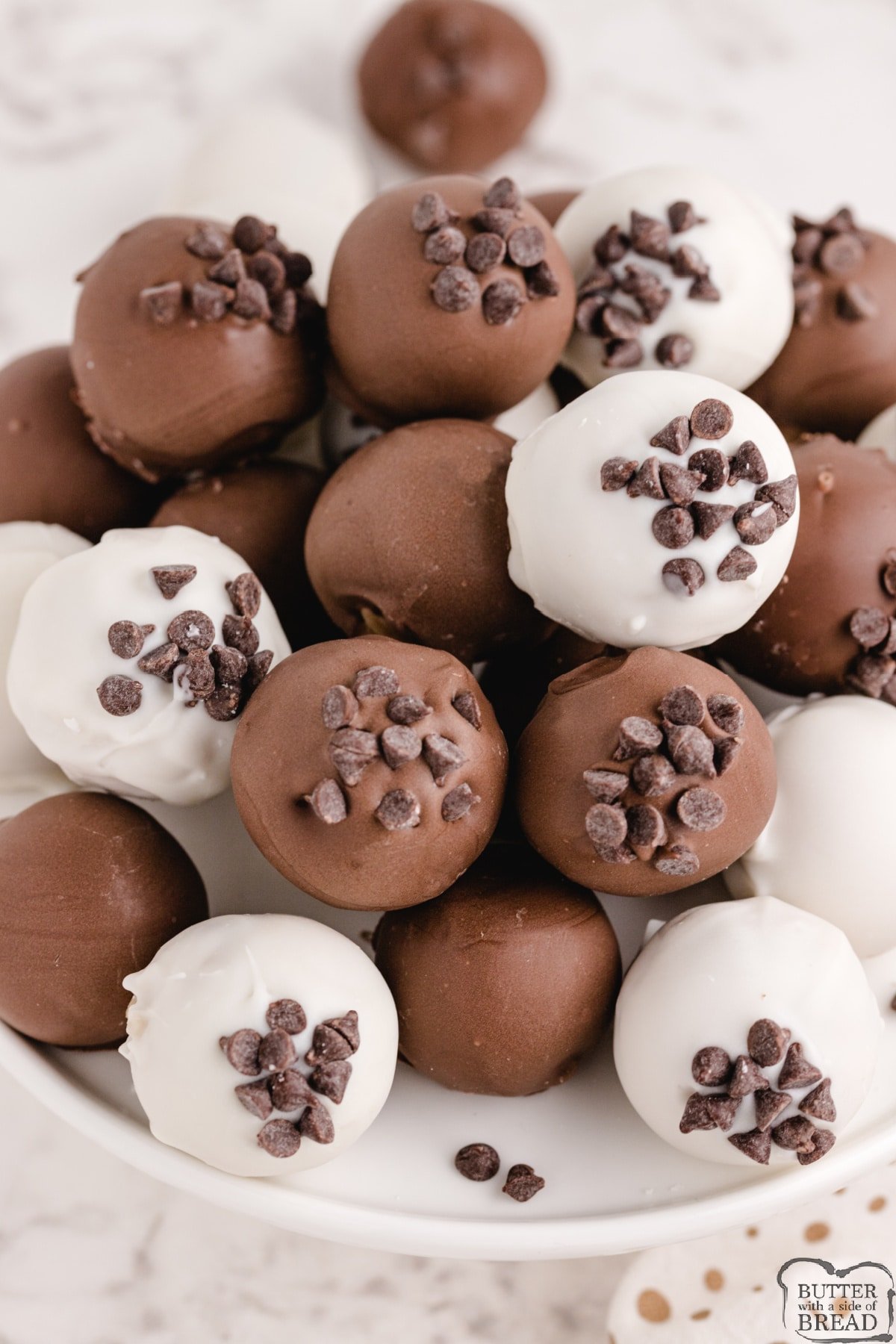 Edible cookie dough balls dipped in chocolate 