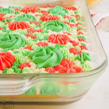 Christmas Sheet Cake with multicolored frosting