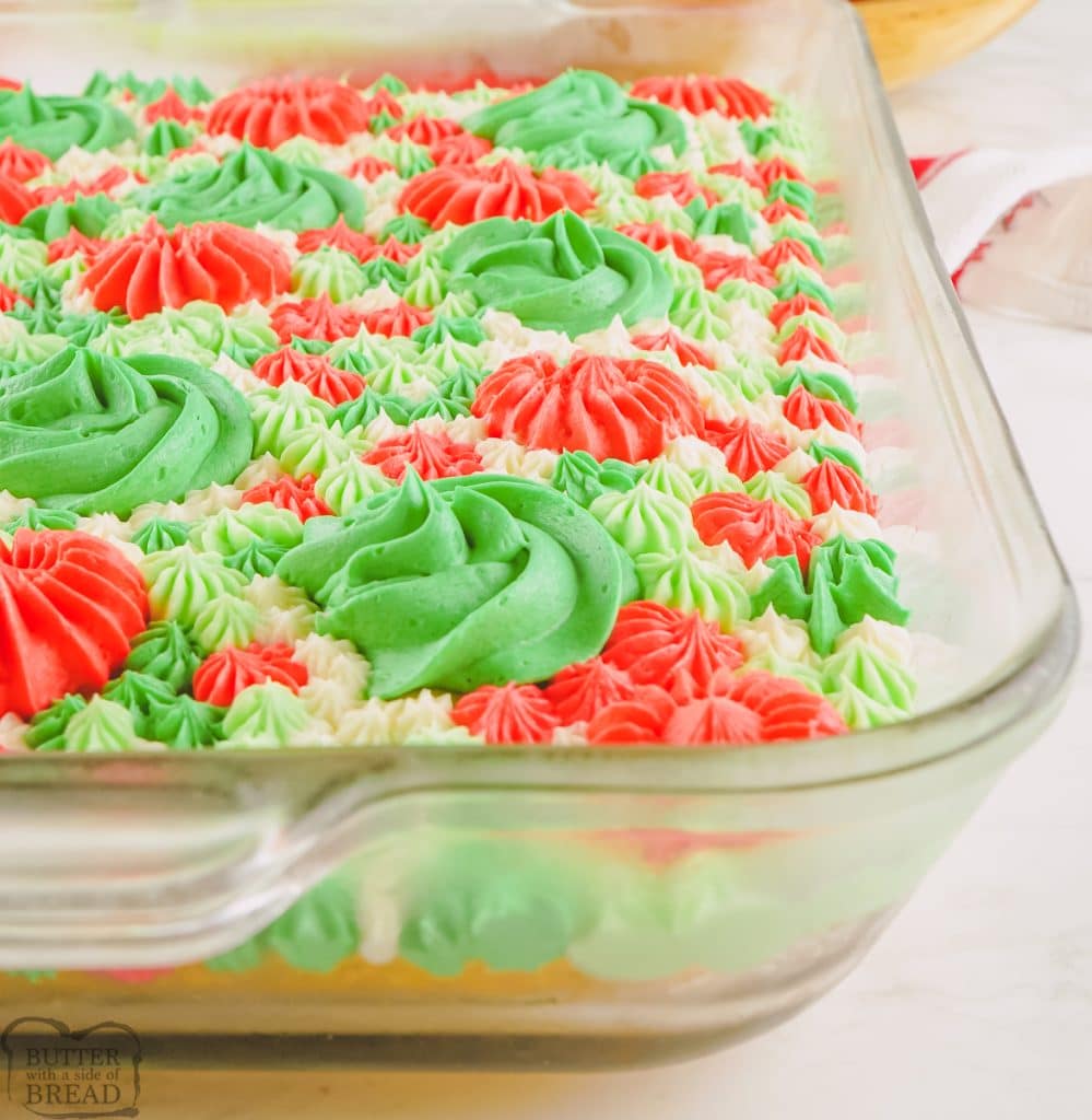 Christmas Sheet Cake with multicolored frosting