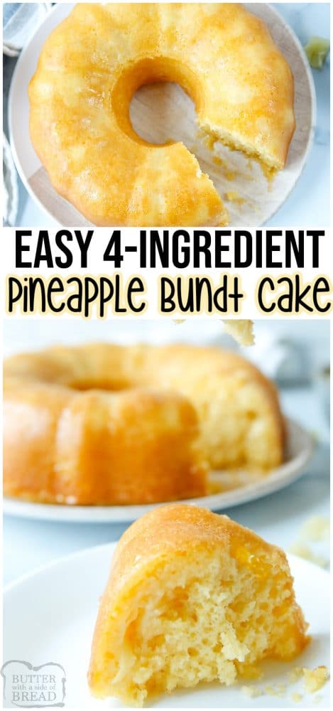 Easy 4 Ingredient Pineapple Bundt Cake recipe.PIN