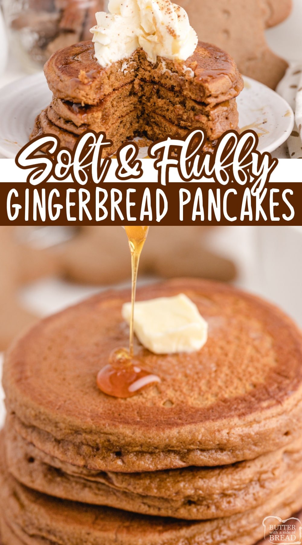 Gingerbread Pancakes made from scratch with cinnamon, cloves and molasses for the perfect gingerbread flavor. Light and fluffy gingerbread pancake recipe that turns out perfectly every time! 