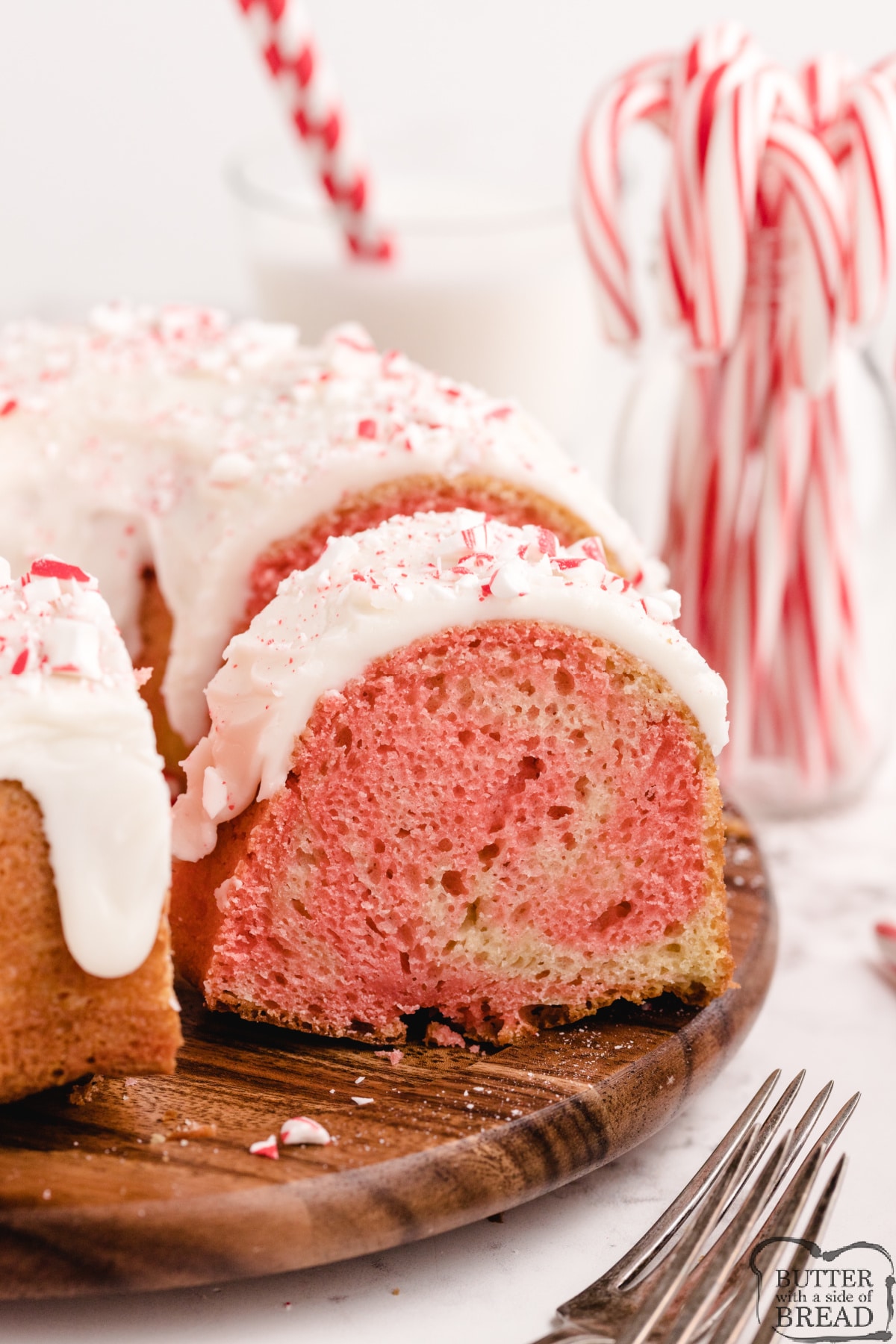 Swirled Peppermint Bundt Cake is a simple, from-scratch cake recipe flavored with peppermint and topped with a thick, creamy glaze. Beautiful peppermint cake recipe that is absolutely delicious too!