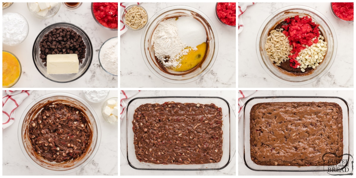 Step by step instructions on how to make Black Forest Brownies