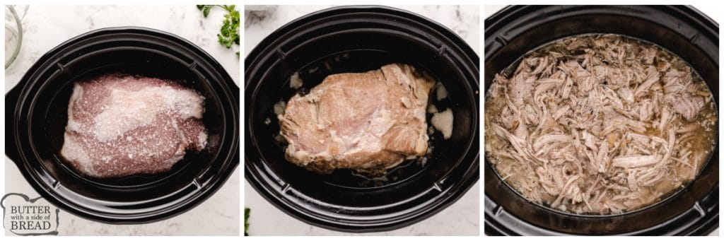Step by step instructions on how to make kalua pork in the slow cooker