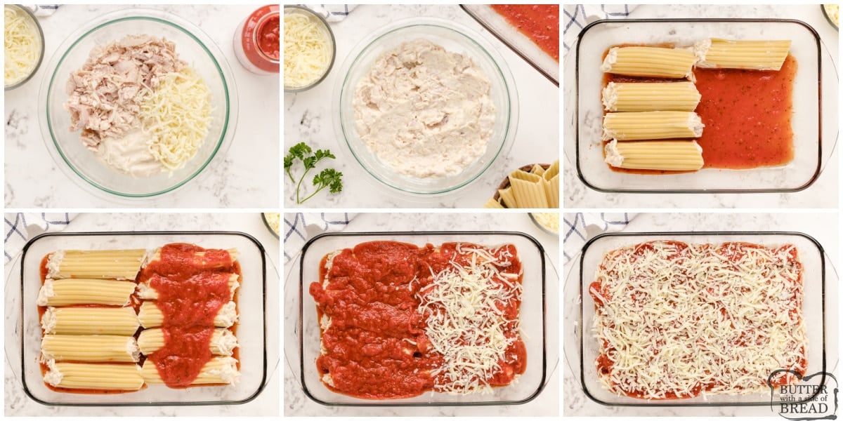 Step by step instructions on how to make chicken manicotti