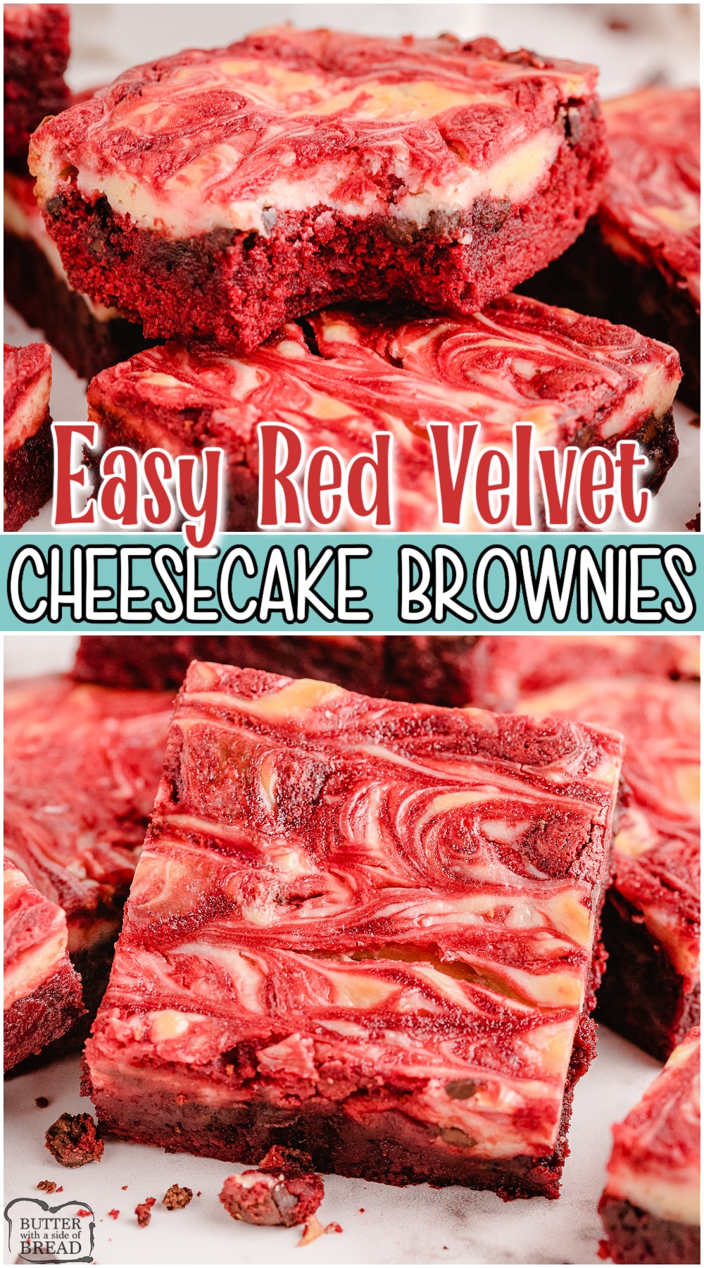 Red Velvet Cheesecake Brownies are delectable, from scratch brownies with a sweet, creamy cheesecake swirl. Decadent, fudgy brownies with double the chocolate for the perfect red velvet flavor. 