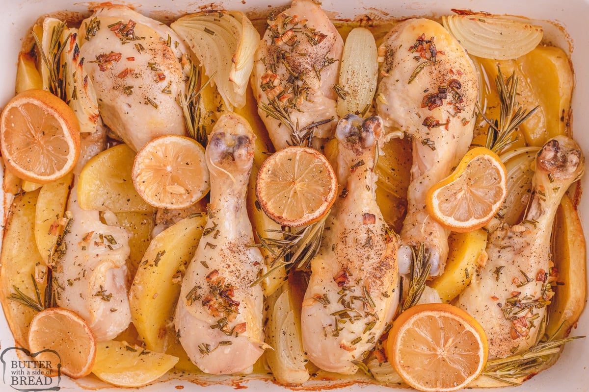 baked chicken drumsticks with lemon and rosemary