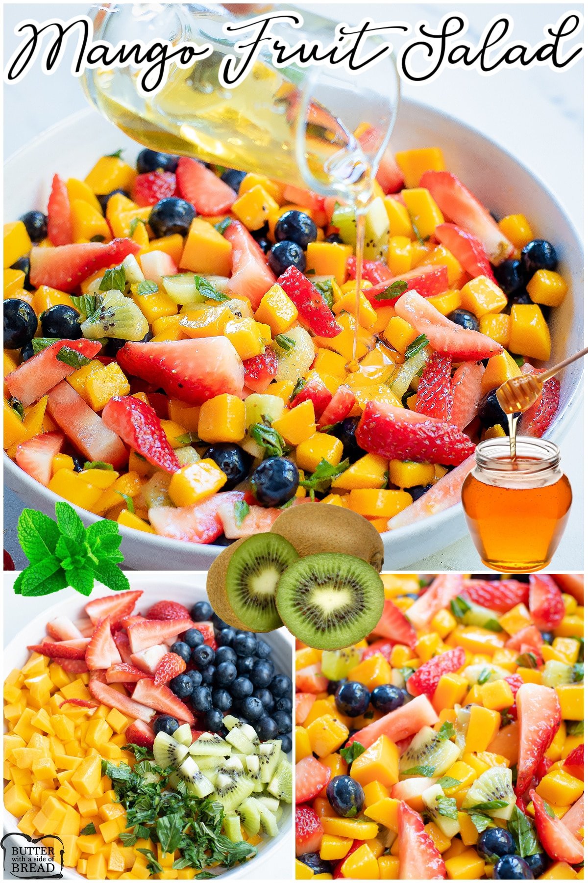 Easy Mango Fruit Salad with a light honey lime glaze that everyone loves! Bright, fresh & perfectly sweet fruit salad recipe everyone loves! 