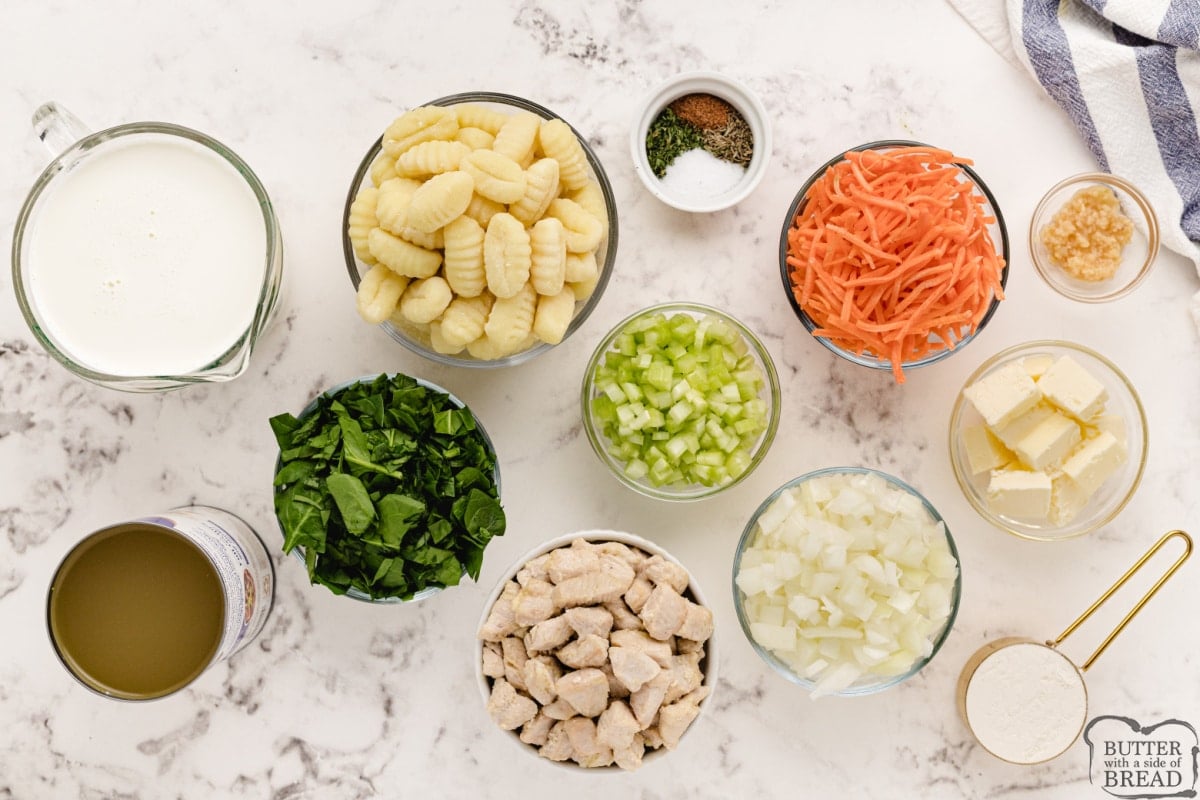 Ingredients in Olive Garden Chicken Gnocchi soup recipe