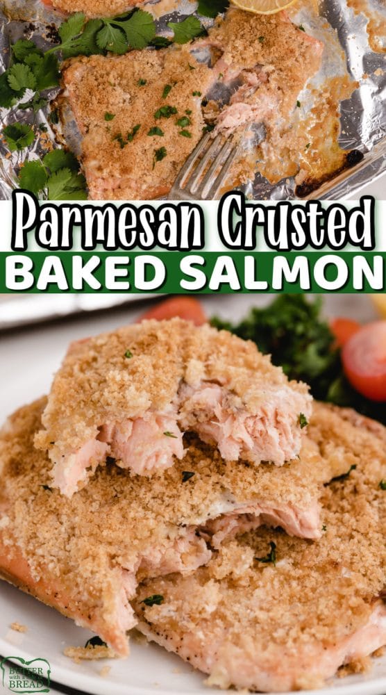 PARMESAN CRUSTED BAKED SALMON - Butter with a Side of Bread