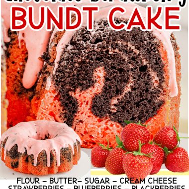 swirled chocolate strawberry bundt cake recipe for Valentines Day