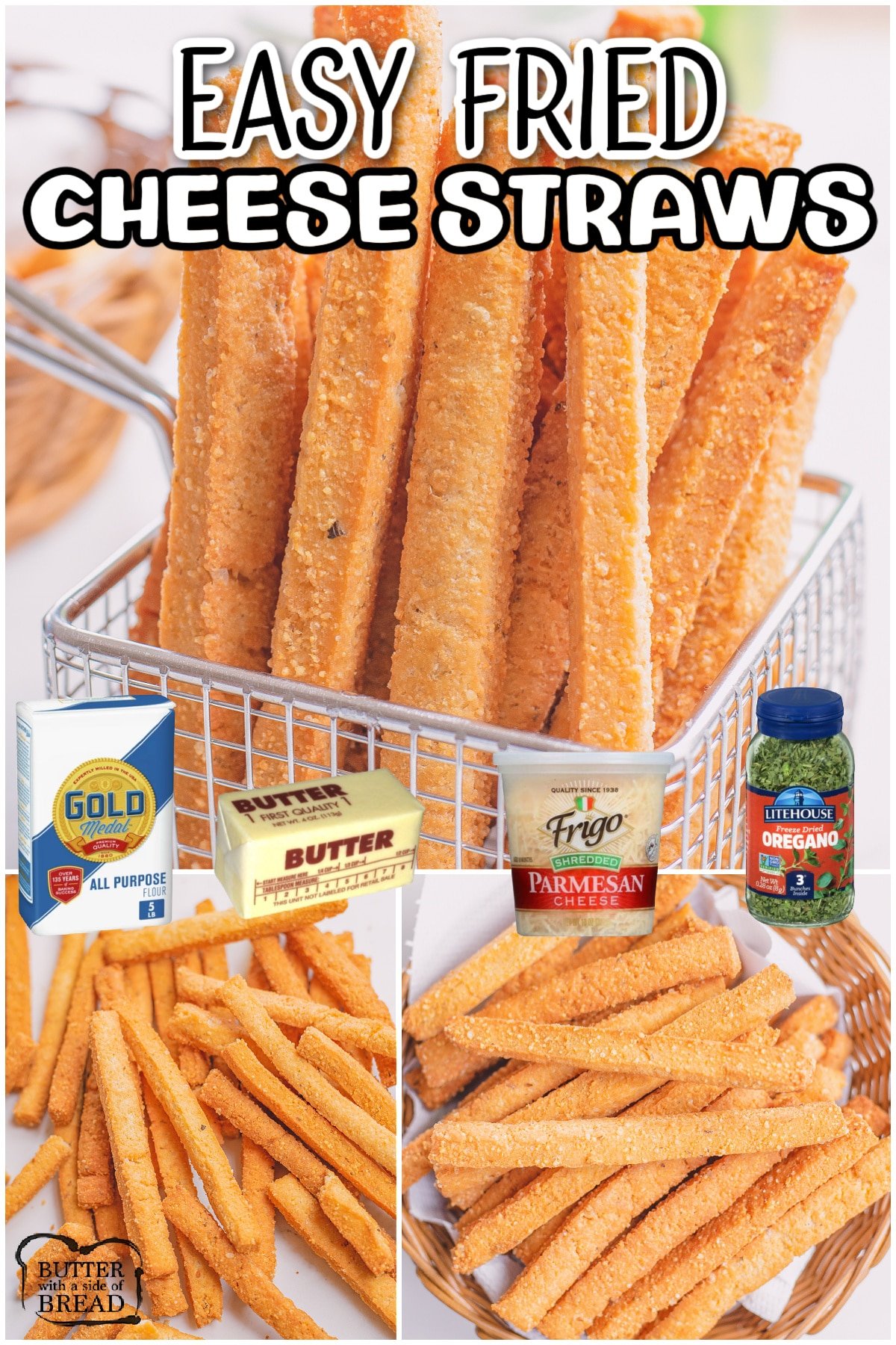 Easy Fried Cheese Straws made with flour, butter, Parmesan cheese & Oregano! Simple Cheese Straws are the perfect side dish for salads & pasta as everyone loves them!