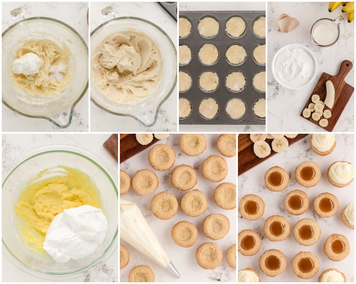 how to make caramel banana cream pie cookie cups
