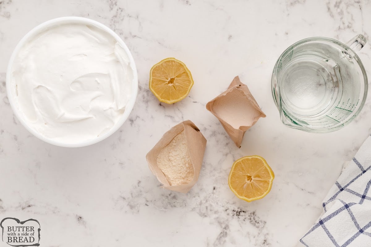 Ingredients in Creamy Lemon Jello