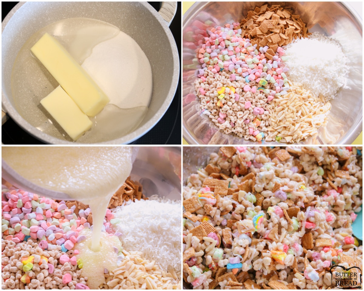 how to make Lucky Charm Leprechaun Snack Mix
