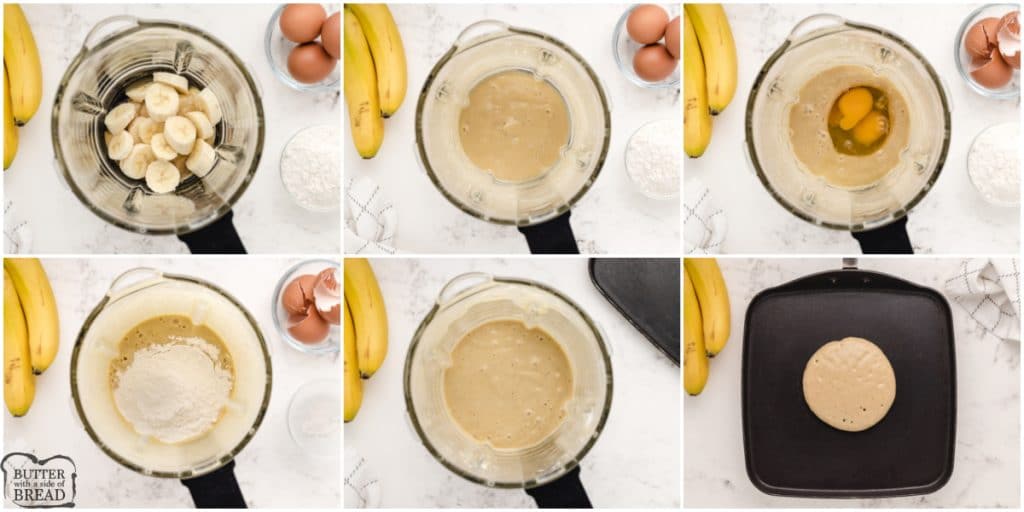 Step by step instructions on how to make 3 Ingredient Banana Pancakes