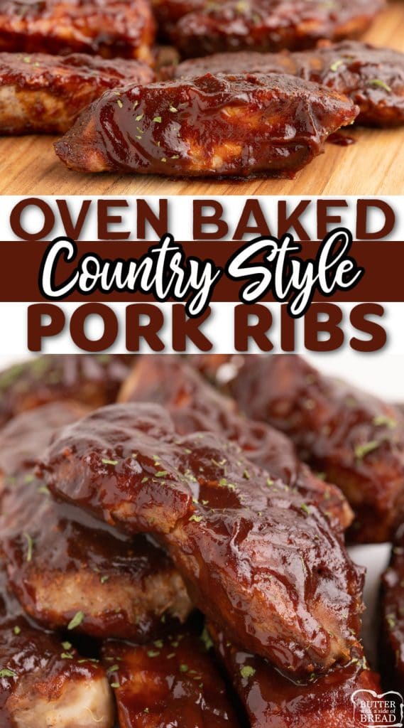 OVEN BAKED COUNTRY STYLE PORK RIBS - Butter with a Side of Bread