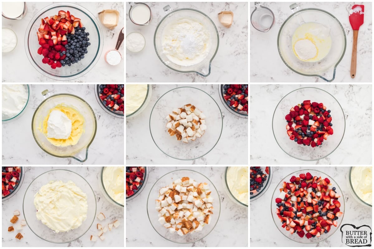 Step by step instructions on how to make Triple Berry Trifle