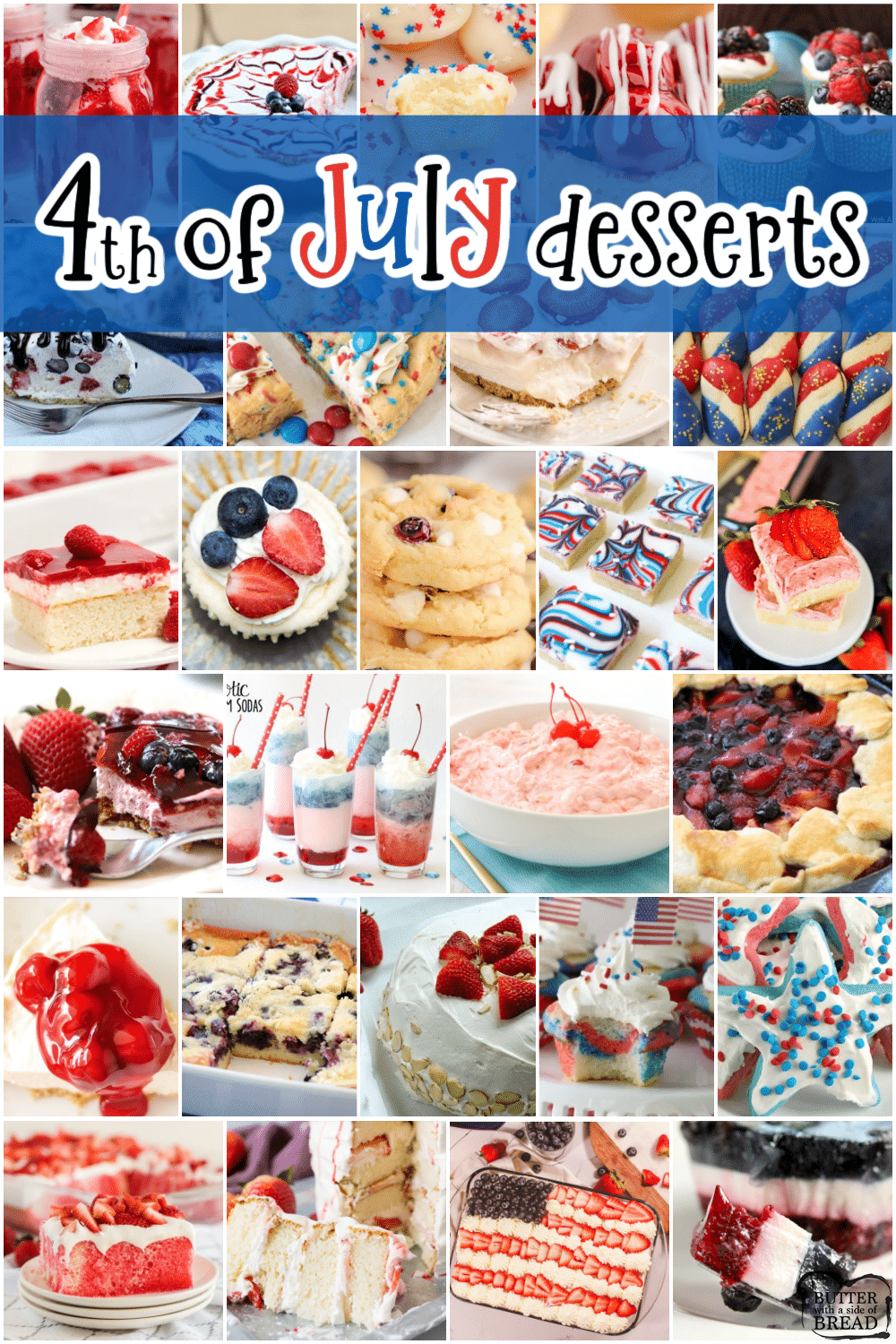 4th of July Dessert recipes that are sweet, festive and perfectly patriotic! Easy red, white & blue recipes that come together fast and everyone loves!