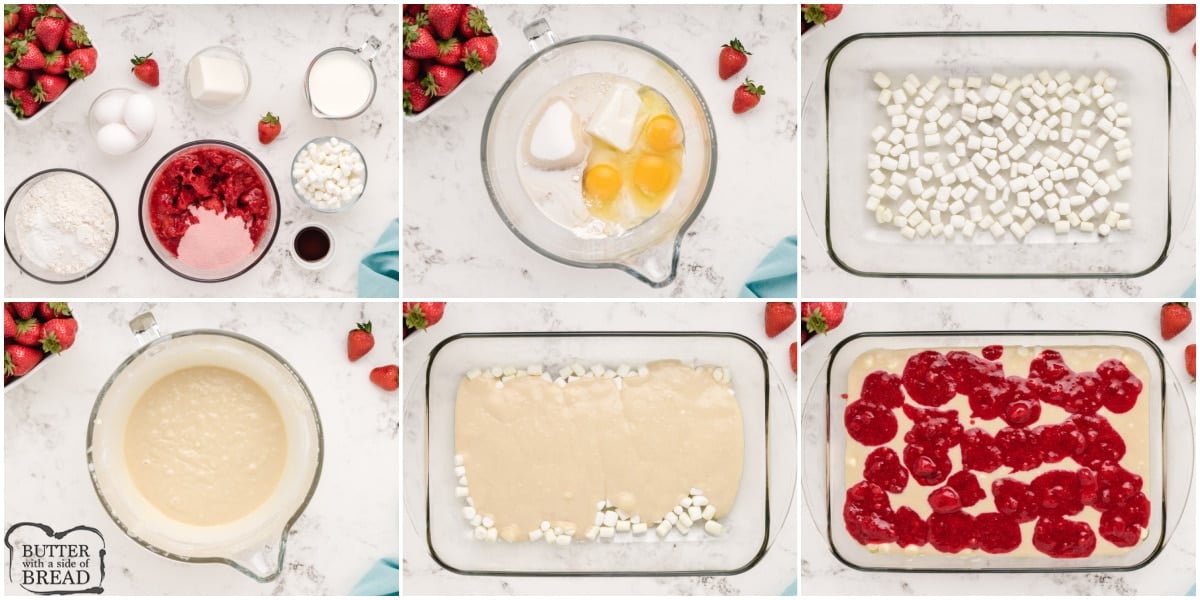 Step by step instructions on how to make Marshmallow Strawberry Shortcake