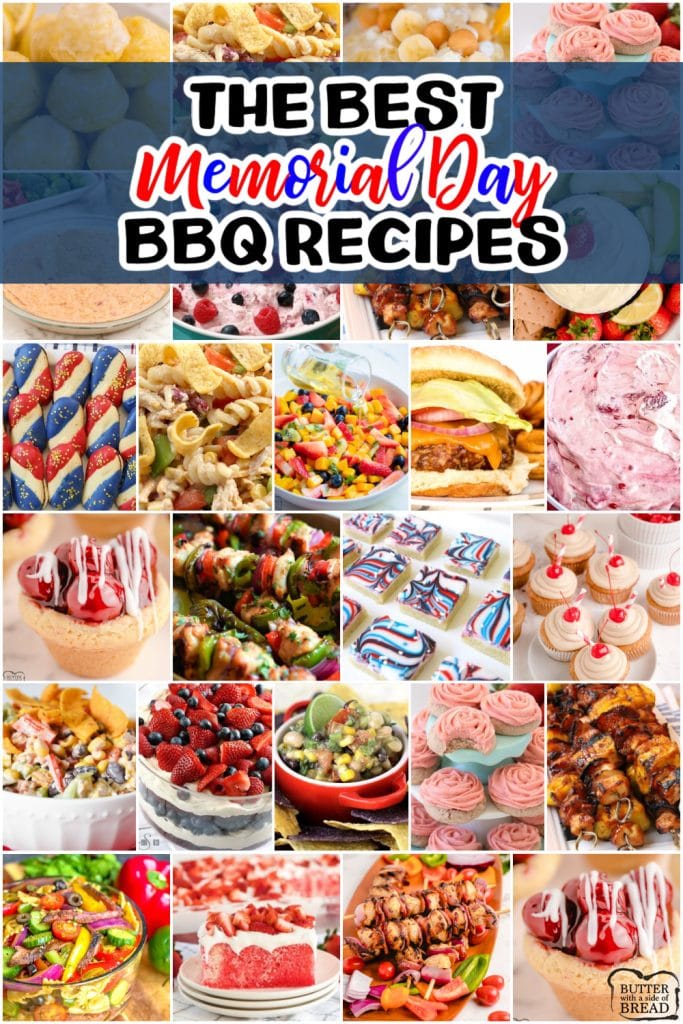 Best Memorial Day BBQ Recipes that will feed a crowd! Celebrate Memorial Day this year with fun, easy and patriotic recipes the whole family will enjoy.