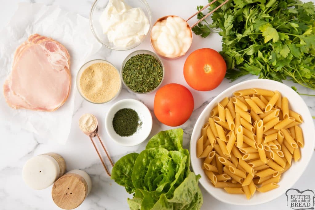 Ingredients in BLT Pasta Salad