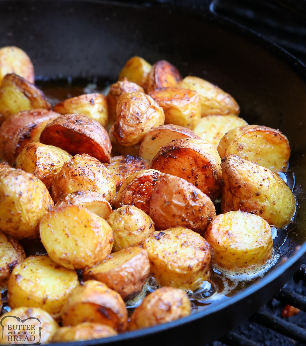 butter potatoes made in a cast iron skillet