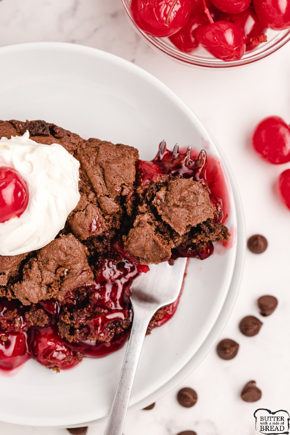 Cherry Cobbler with a chocolate crust