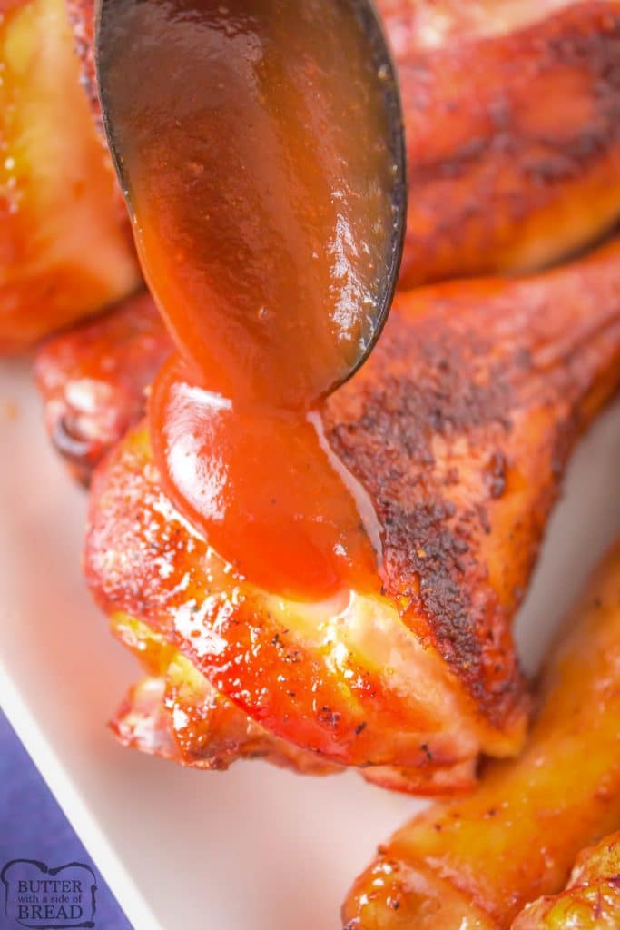 smoked chicken drumsticks with BBQ sauce