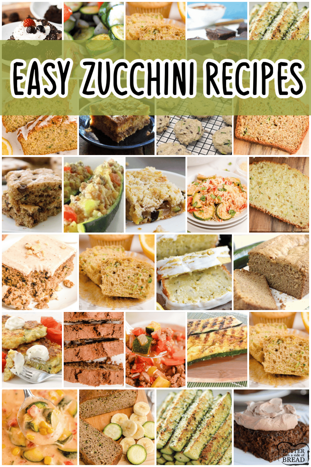 Easy Zucchini Recipes that everyone goes crazy over! Best Zucchini Bread, Zucchini Cookies, grilled zucchini and more. The BEST zucchini recipes for when your garden is overflowing!