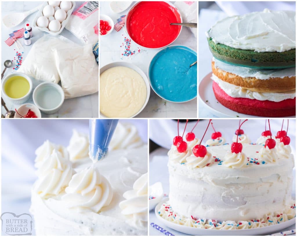 how to make a festive red, white and blue cake