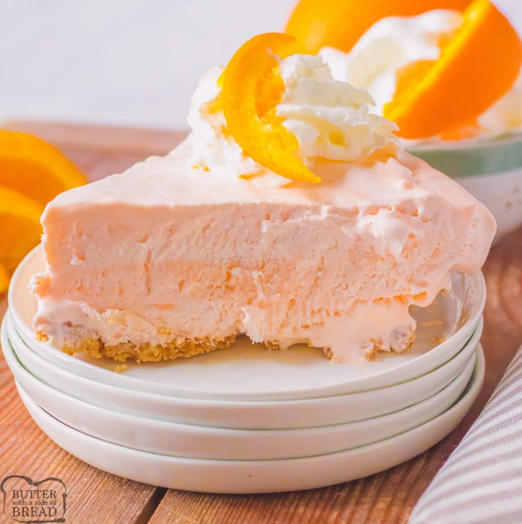 orange cream pie slice on a plate
