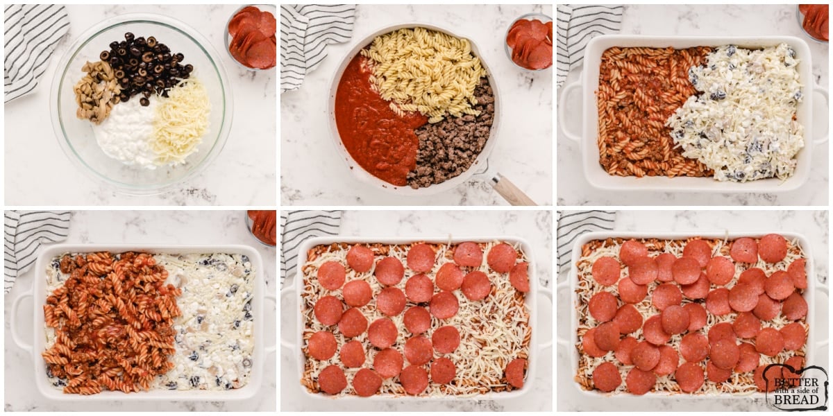 Step by step instructions on how to make Pizza Pasta Casserole