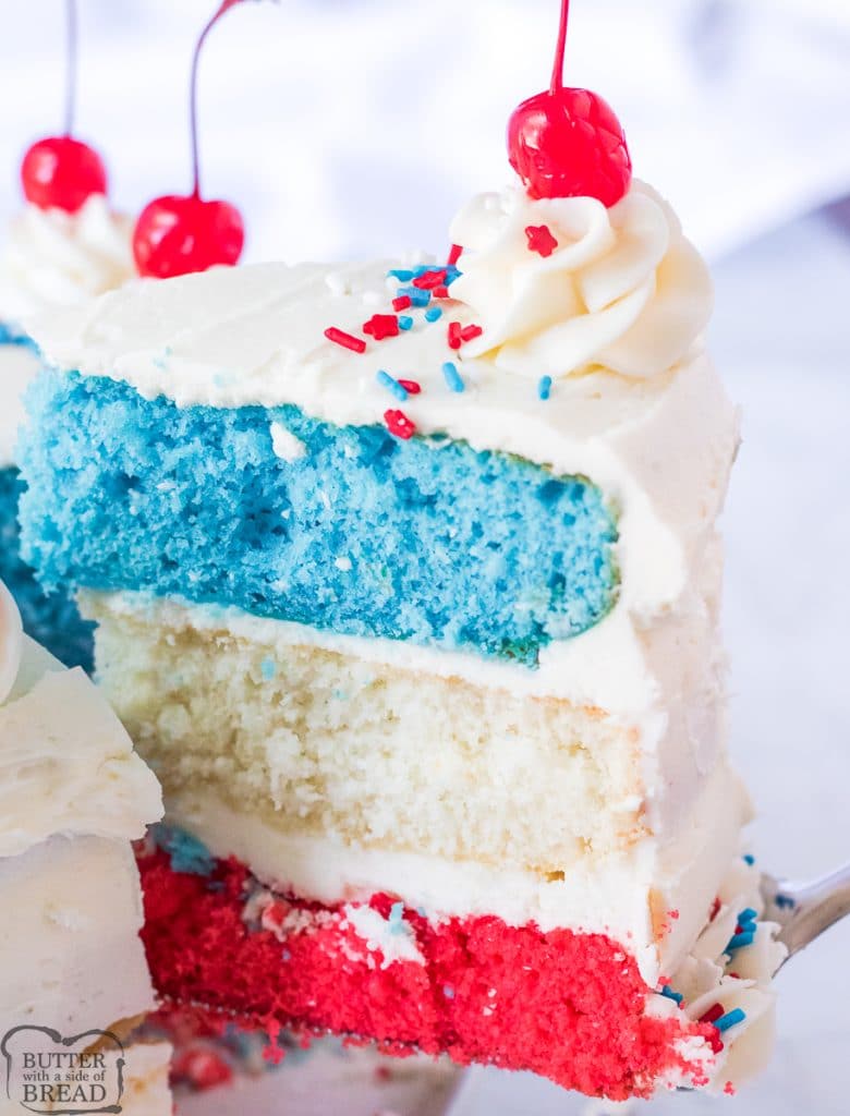 red white and blue cake for the 4th of July