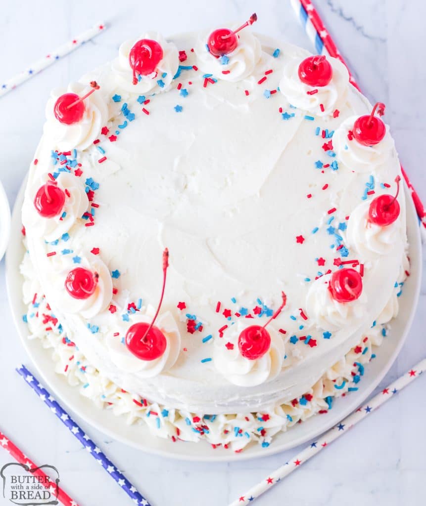 patriotic cake with cherries