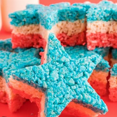 red white and blue star krispie treats