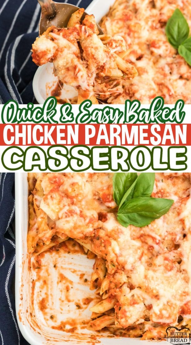 BAKED CHICKEN PARMESAN CASSEROLE - Butter with a Side of Bread