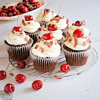 black forest cupcakes with cherries