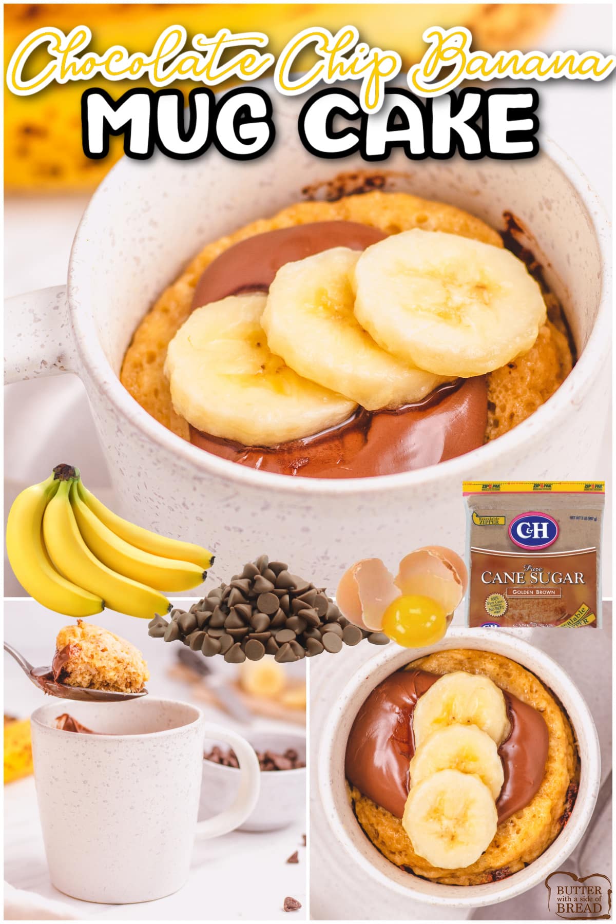 Chocolate Chip Banana Mug Cake is a delicious single-serving treat that's ready in less than 5 minutes! Chocolate chip mug cake packed with yummy banana flavor in every bite!