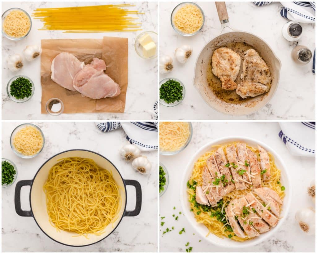 how to make grilled chicken with garlic buttered pasta