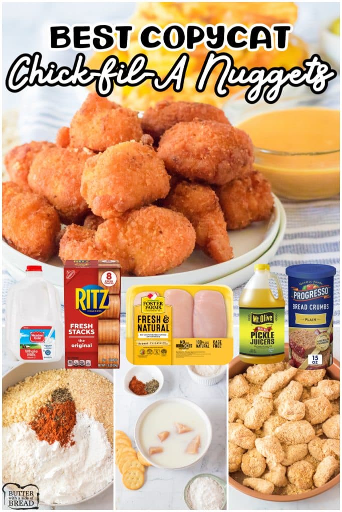 BEST Copycat Chick-fil-A Nuggets ever! Made from scratch with a delicious homemade dipping sauce, you'll never need to go out again!