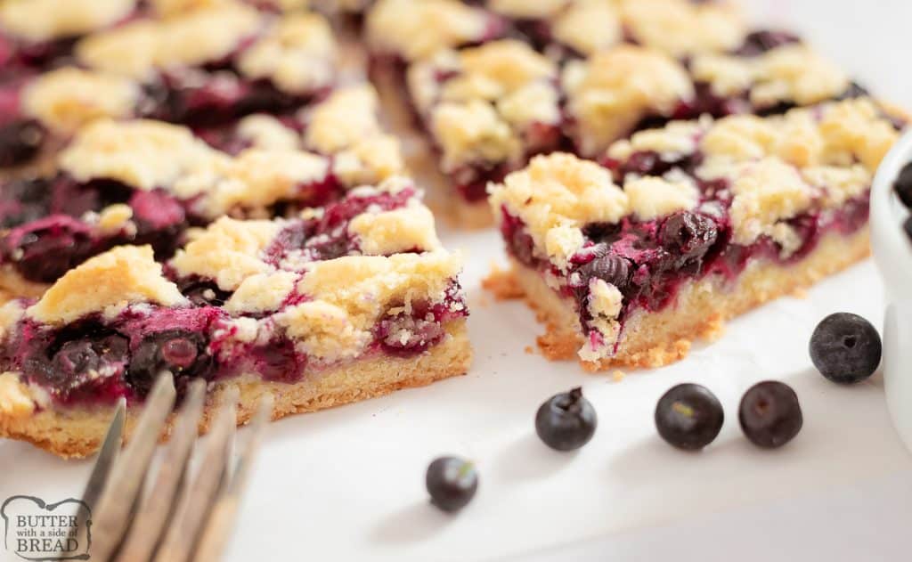 blueberry pie bars made with fresh blueberries