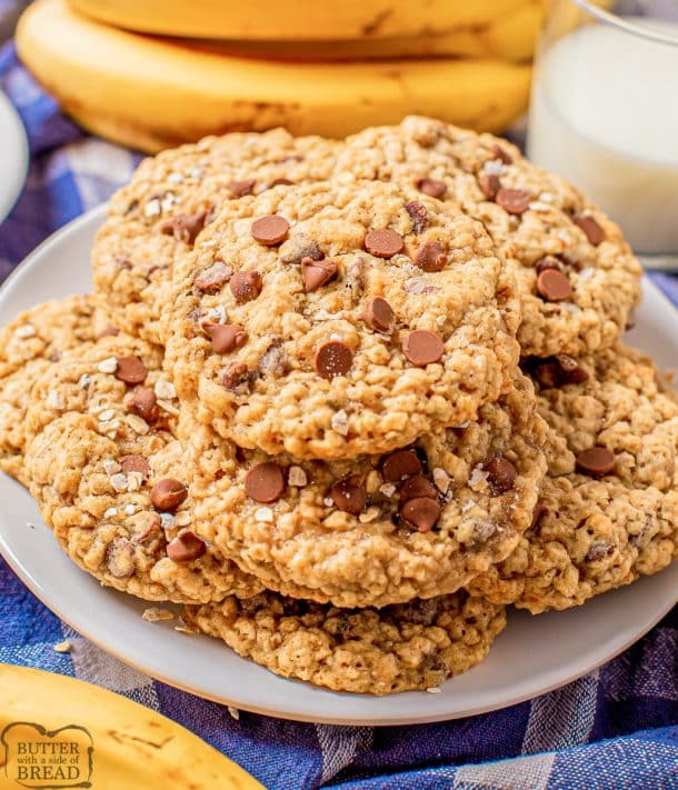 CHOCOLATE CHIP BANANA OATMEAL COOKIES - Butter with a Side of Bread
