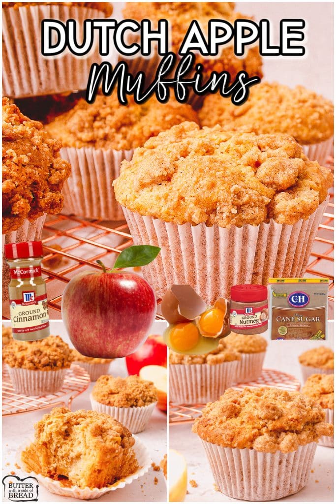Dutch Apple Muffins packed with fresh apples, warm spices & topped with a sweet cinnamon Dutch crumble! Apple cinnamon muffin recipe with brown sugar that everyone loves! 