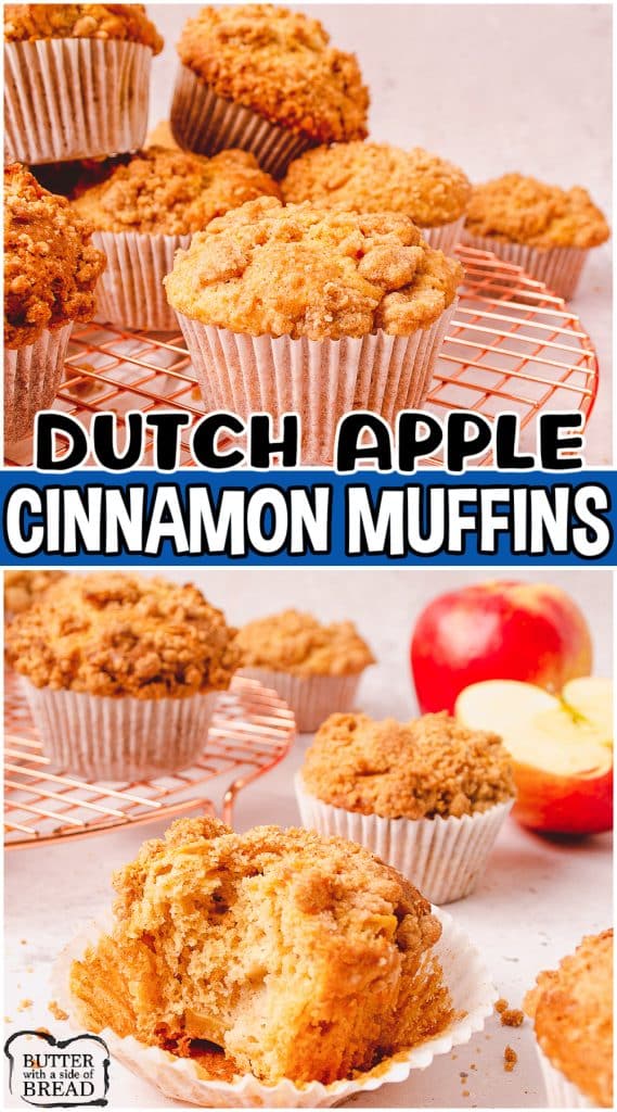 Dutch Apple Muffins packed with fresh apples, warm spices & topped with a sweet cinnamon Dutch crumble! Apple cinnamon muffin recipe with brown sugar that everyone loves!