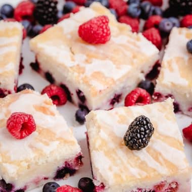 fresh squares of berry cake