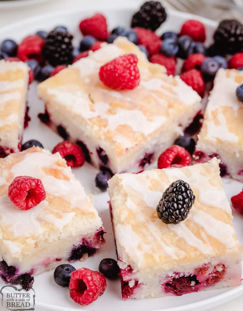 fresh squares of berry cake
