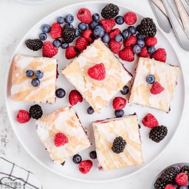 berry cake on a plate with berries